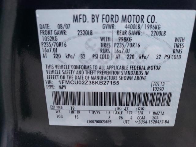 1FMCU02Z38KB27155 - 2008 FORD ESCAPE XLS GRAY photo 13