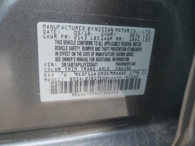 3N1AB7APXJY320441 - 2018 NISSAN SENTRA S GRAY photo 13