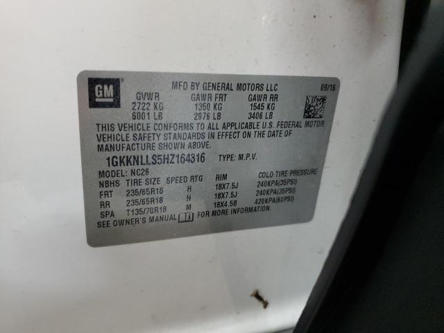 1GKKNLLS5HZ164316 - 2017 GMC ACADIA SLE 白色 照片 13