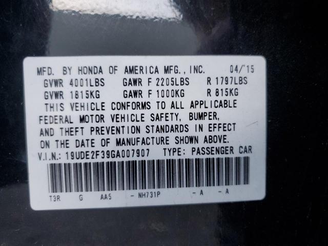 19UDE2F39GA007907 - 2016 ACURA ILX BASE WATCH PLUS BLACK photo 12