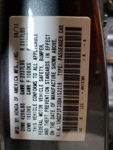 1HGCP2F3XBA152016 - 2011 HONDA ACCORD LX Boz foto 12