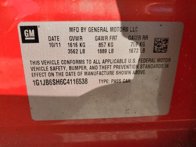 1G1JB6SH6C4116538 - 2012 CHEVROLET SONIC LS RED photo 12