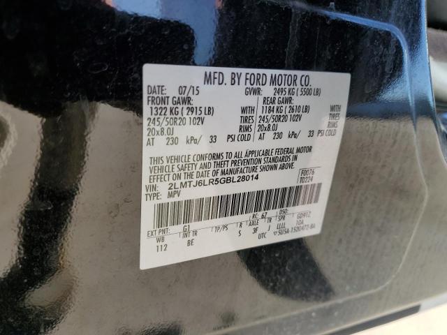 2LMTJ6LR5GBL28014 - 2016 LINCOLN MKX RESERVE Սև լուսանկար 12