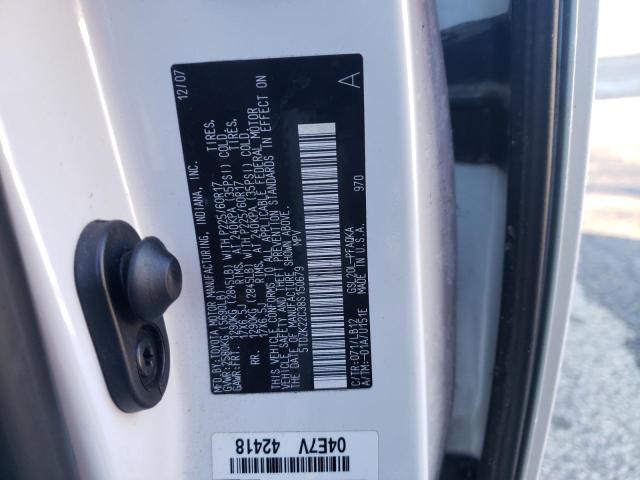 5TDZK22C38S150679 - 2008 TOYOTA SIENNA XLE WHITE photo 13