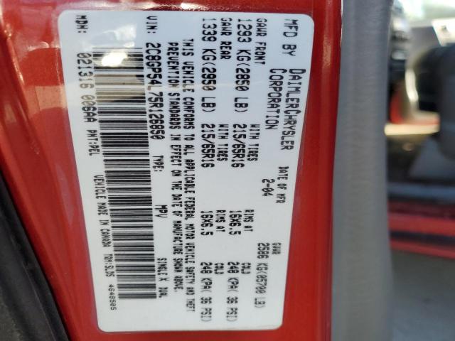 2C8GP54L75R126850 - 2005 CHRYSLER TOWN & COU TOURING BURGUNDY photo 13