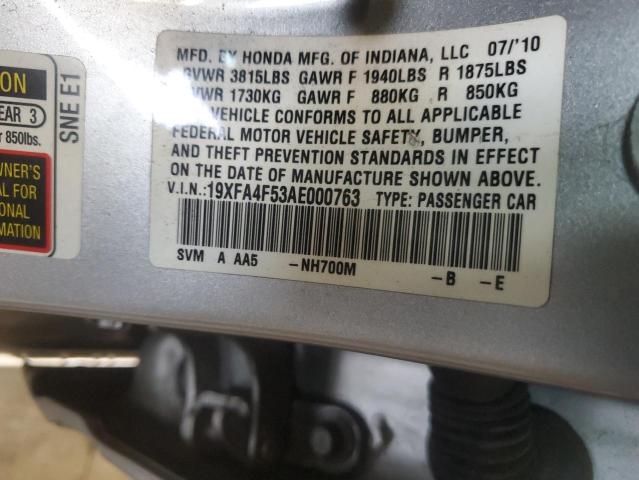 19XFA4F53AE000763 - 2010 HONDA CIVIC GX GRAY photo 13