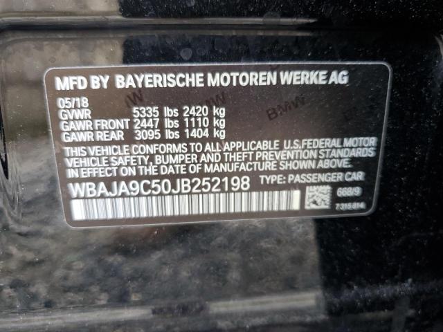 WBAJA9C50JB252198 - 2018 BMW 530E BLACK photo 12