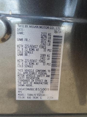 5N1AT2MV8EC855009 - 2014 NISSAN ROGUE S GRAY photo 12