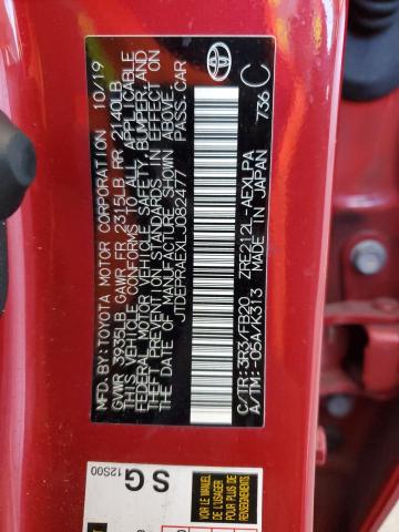 JTDEPRAEXLJ082477 - 2020 TOYOTA COROLLA LE RED photo 13