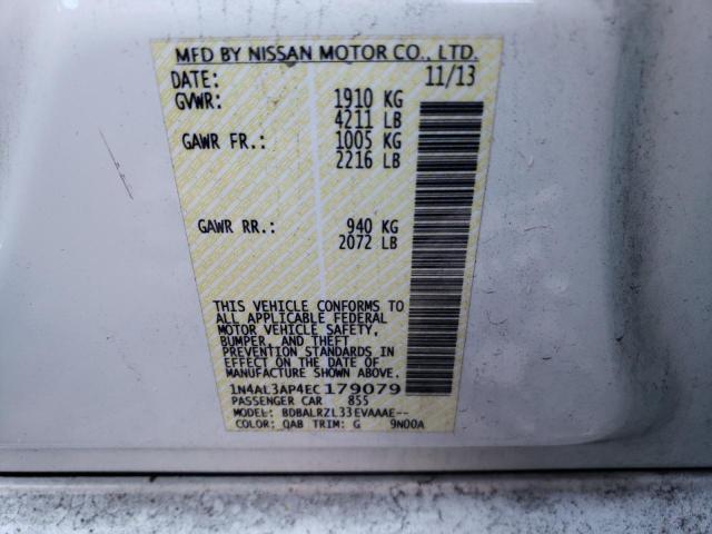 1N4AL3AP4EC179079 - 2014 NISSAN ALTIMA 2.5 WHITE photo 12