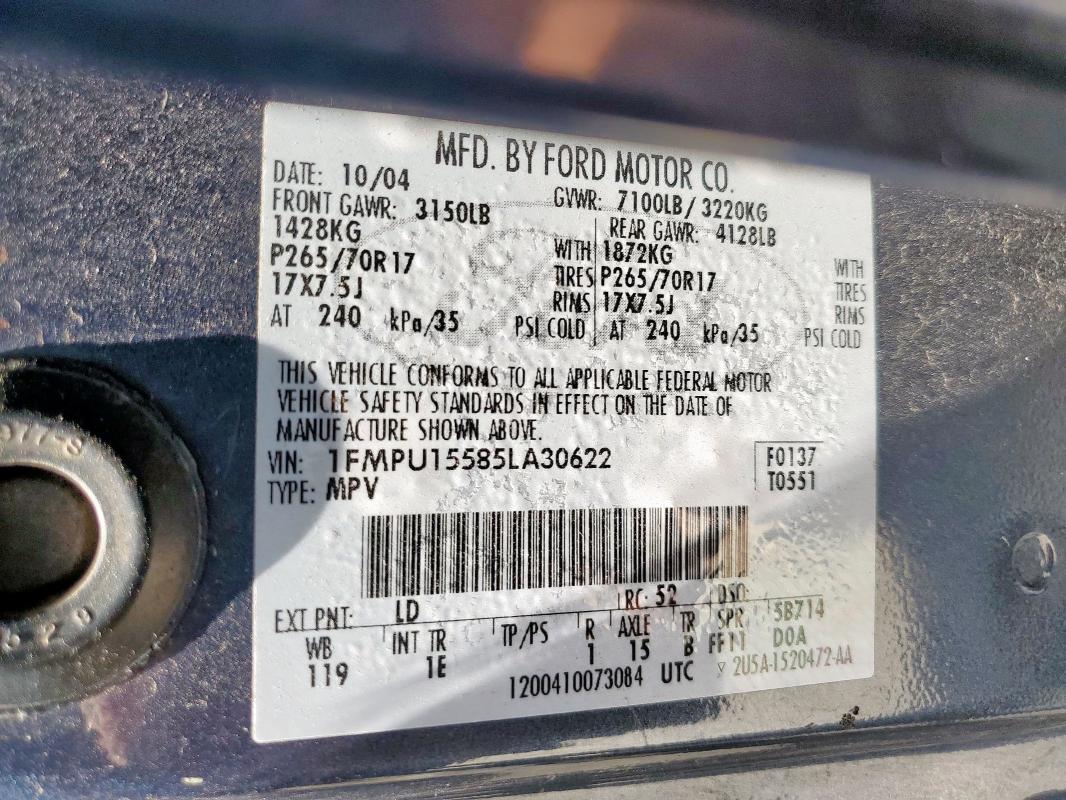 1FMPU15585LA30622 - 2005 FORD EXPEDITION XLT 蓝色 照片 14