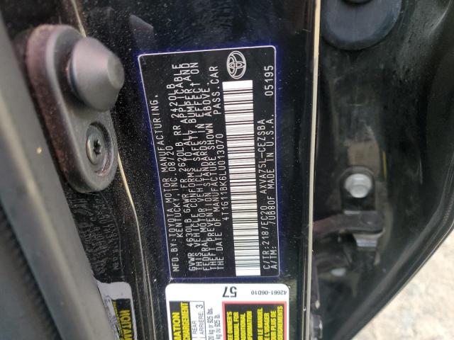 4T1G11BK6LU013070 - 2020 TOYOTA CAMRY SE 黑色 照片 12