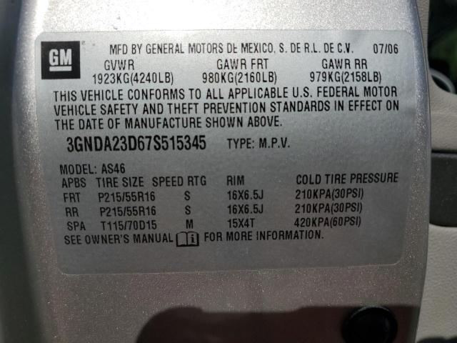 3GNDA23D67S515345 - 2007 CHEVROLET HHR LT SILVER photo 13