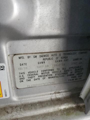 KL1TD66607B717486 - 2007 CHEVROLET AVEO BASE Boz foto 12