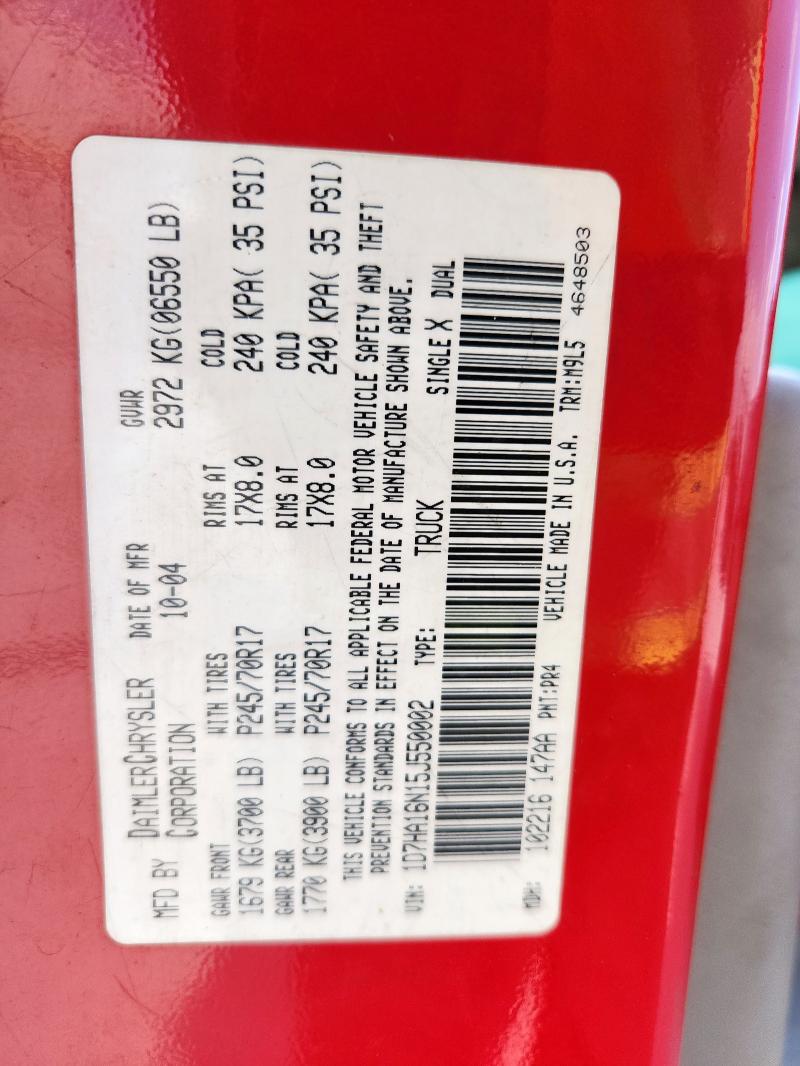 1D7HA16N15J550002 - 2005 DODGE RAM 1500 ST RED photo 12