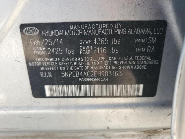 5NPEB4AC2EH903163 - 2014 HYUNDAI SONATA GLS SILVER photo 12