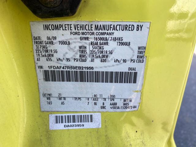 1FDAF47R59EB21956 - 2009 FORD F450 SUPER DUTY YELLOW photo 10