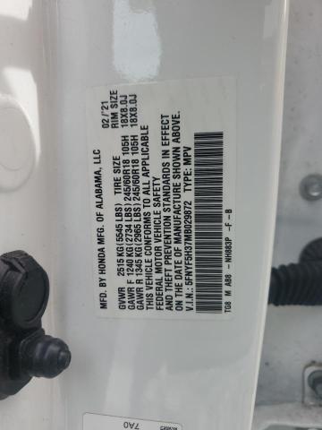 5FNYF5H37MB029872 - 2021 HONDA PILOT EX 白色 照片 13