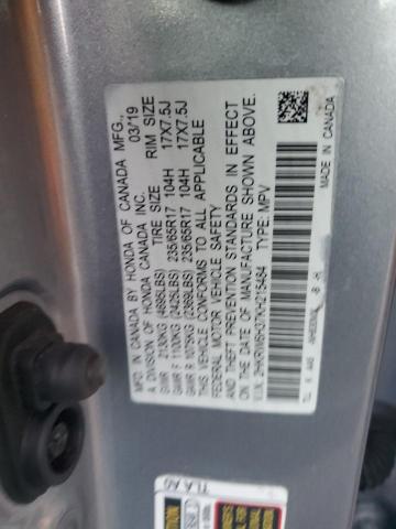 2HKRW6H37KH215484 - 2019 HONDA CR-V LX GRAY photo 12