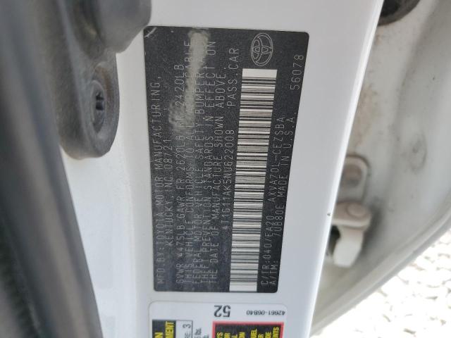 4T1G11AK5NU622008 - 2022 TOYOTA CAMRY SE WHITE photo 12