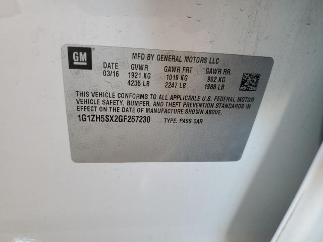 1G1ZH5SX2GF267230 - 2016 CHEVROLET MALIBU PREMIER 白色 照片 12