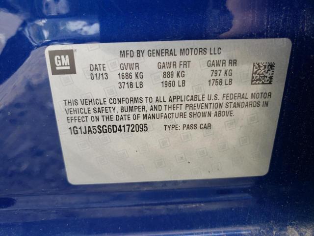 1G1JA5SG6D4172095 - 2013 CHEVROLET SONIC LS BLUE photo 12