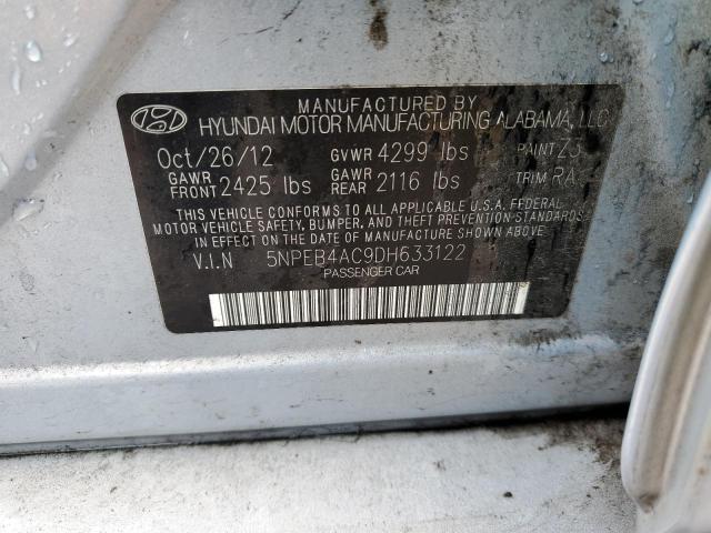 5NPEB4AC9DH633122 - 2013 HYUNDAI SONATA GLS BLUE photo 12