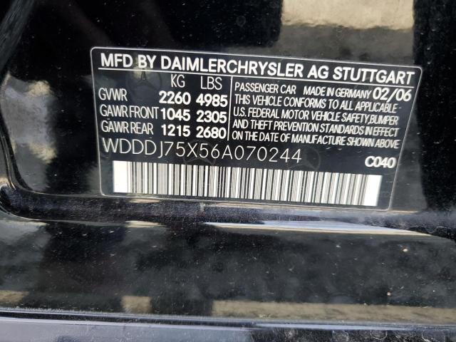 WDDDJ75X56A070244 - 2006 MERCEDES-BENZ CLS 500C BLACK photo 12