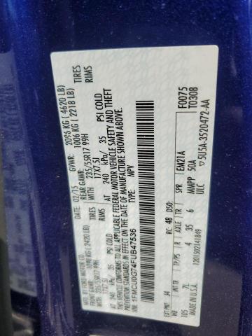 1FMCU0G74FUB47536 - 2015 FORD ESCAPE SE BLUE photo 13