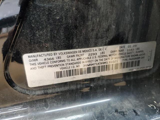 3VWRM71K99M131021 - 2009 VOLKSWAGEN JETTA SE BLACK photo 12