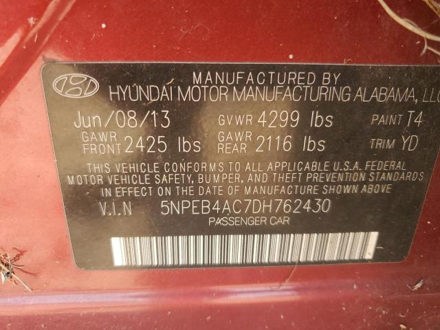 5NPEB4AC7DH762430 - 2013 HYUNDAI SONATA GLS Rot Foto 12