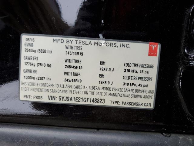 5YJSA1E21GF148823 - 2016 TESLA MODEL S Чорний фото 12