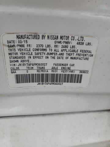 JN1BV7AP4FM340027 - 2015 INFINITI Q50 BASE 白色 照片 12