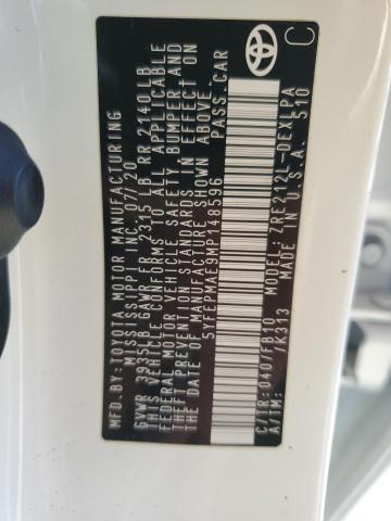 5YFEPMAE9MP148596 - 2021 TOYOTA COROLLA LE Ağ foto 12