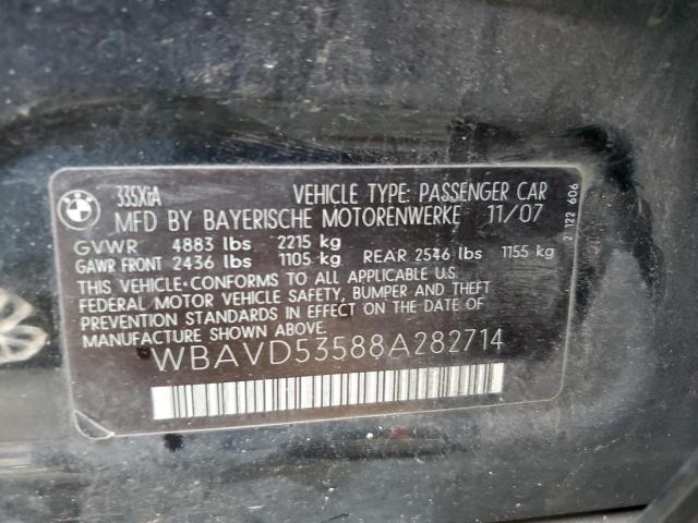 WBAVD53588A282714 - 2008 BMW 335 XI BLACK photo 12