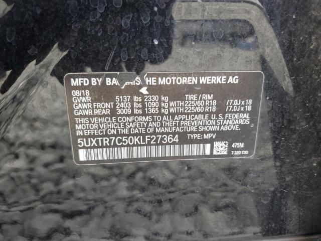 5UXTR7C50KLF27364 - 2019 BMW X3 SDRIVE30I BLACK photo 13