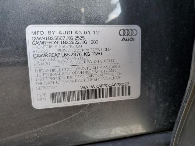 WA1WKAFP0CA078026 - 2012 AUDI Q5 PRESTIGE GRAY photo 14