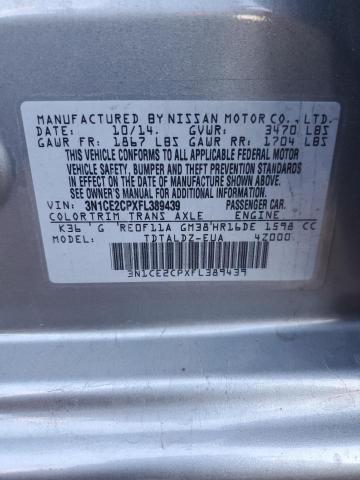 3N1CE2CPXFL389439 - 2015 NISSAN VERSA NOTE S SILVER photo 13