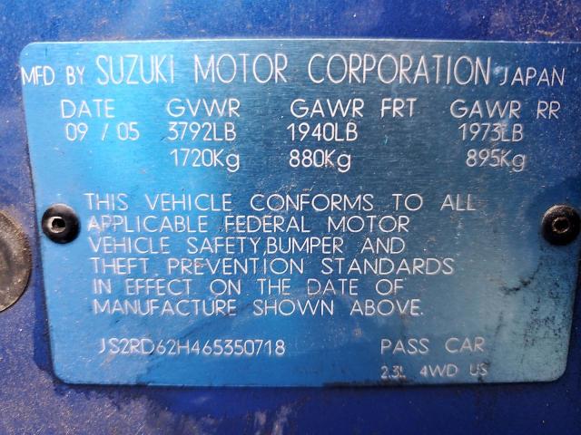 JS2RD62H465350718 - 2006 SUZUKI AERIO BLUE photo 12