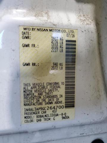 1N4AL3AP9GC264700 - 2016 NISSAN ALTIMA 2.5 WHITE photo 13