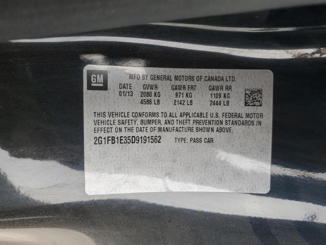 2G1FB1E35D9191562 - 2013 CHEVROLET CAMARO LT შავი ფოტო 12