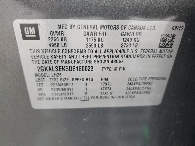 2GKALSEK5D6160023 - 2013 GMC TERRAIN SLE GRAY photo 13