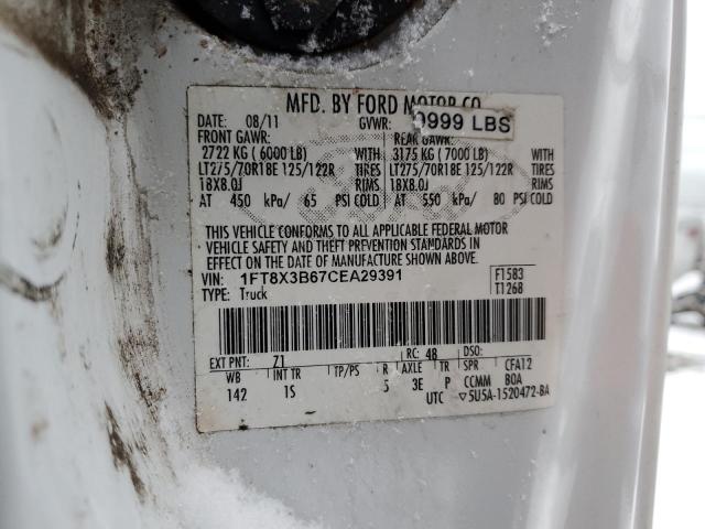 1FT8X3B67CEA29391 - 2012 FORD F350 SUPER DUTY WHITE photo 12