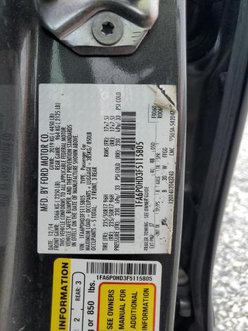 1FA6P0HD3F5115805 - 2015 FORD FUSION SE 灰色 照片 12