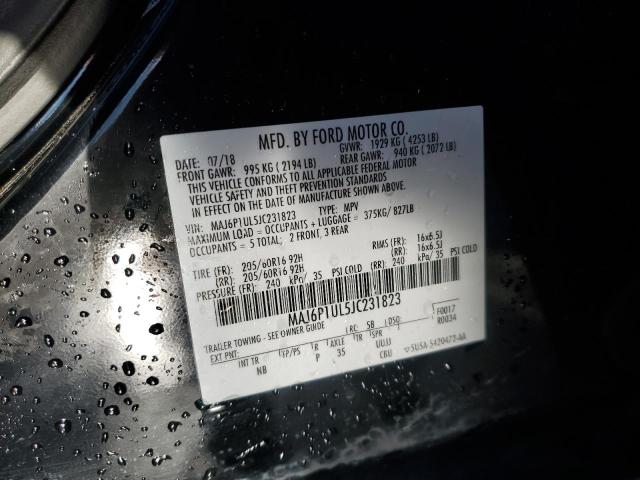 MAJ6P1UL5JC231823 - 2018 FORD ECOSPORT SE შავი ფოტო 14