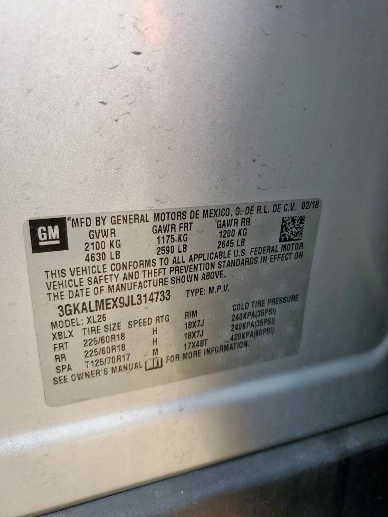 3GKALMEX9JL314733 - 2018 GMC TERRAIN SLE Argent photo 13