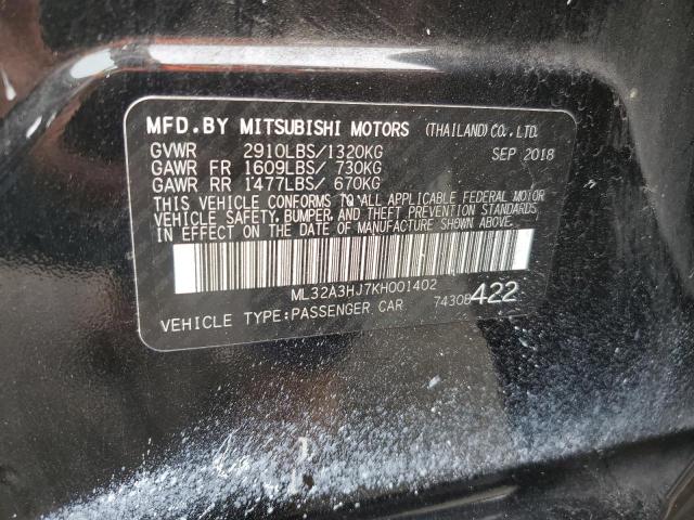 ML32A3HJ7KH001402 - 2019 MITSUBISHI MIRAGE ES BLACK photo 12