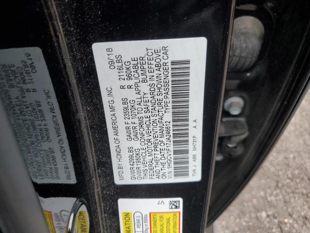 1HGCV1F17JA246612 - 2018 HONDA ACCORD LX BLACK photo 12