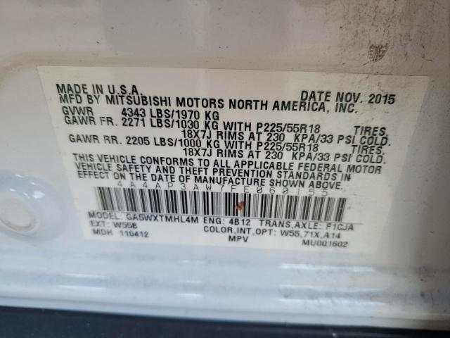 4A4AP3AW7FE060155 - 2015 MITSUBISHI OUTLANDER ES თეთრი ფოტო 13