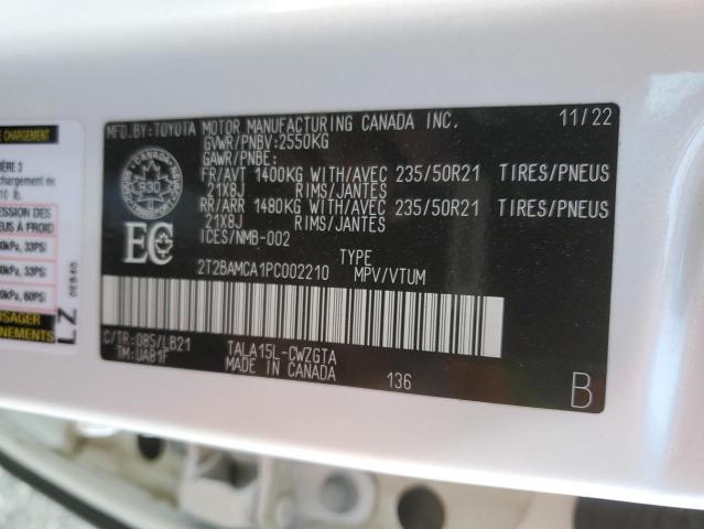 2T2BAMCA1PC002210 - 2023 LEXUS RX 350 BASE 白色 照片 14